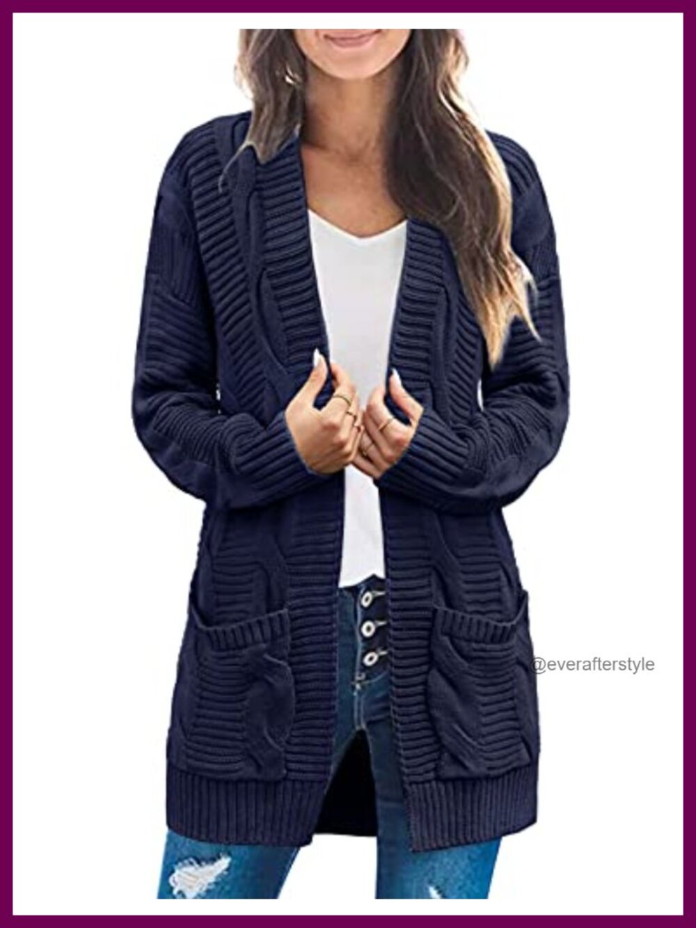 Cable Knit Open Front Cardigan Sweater Loose Chunky Fall Winter Outerwear